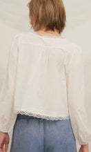 Kylie Lace Trim Long Sleeve Front Tie Top