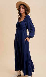 Lian Midnight Ruffled Fit and Flare Maxi Dress