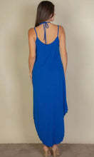 Havana Royal Blue Solid Cami Double Strap Loose Fit Dress