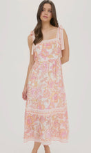 Layne Floral Trim Detail Tie Strap Midi Dress