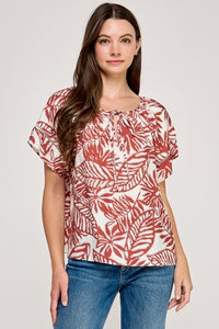 Milan Trim Detail Round Neck Peasant Blouse