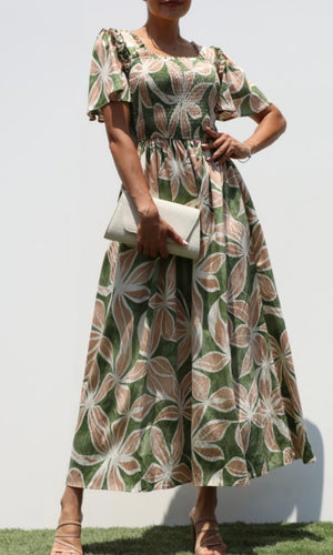 Lourie Smocked Top Woven Midi Dress