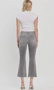Tatum High Rise Raw Slant Hem Mini Bootcut Jeans