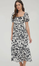Lawson Black Floral Scallop Trim Puff Sleeve Midi Dress