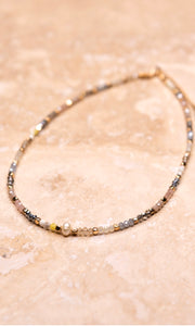 Blossom  Seed Bead Short Stretch Choker Necklace