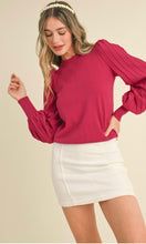 Penny Dark Crimson Classic Stripe Texture Pullover