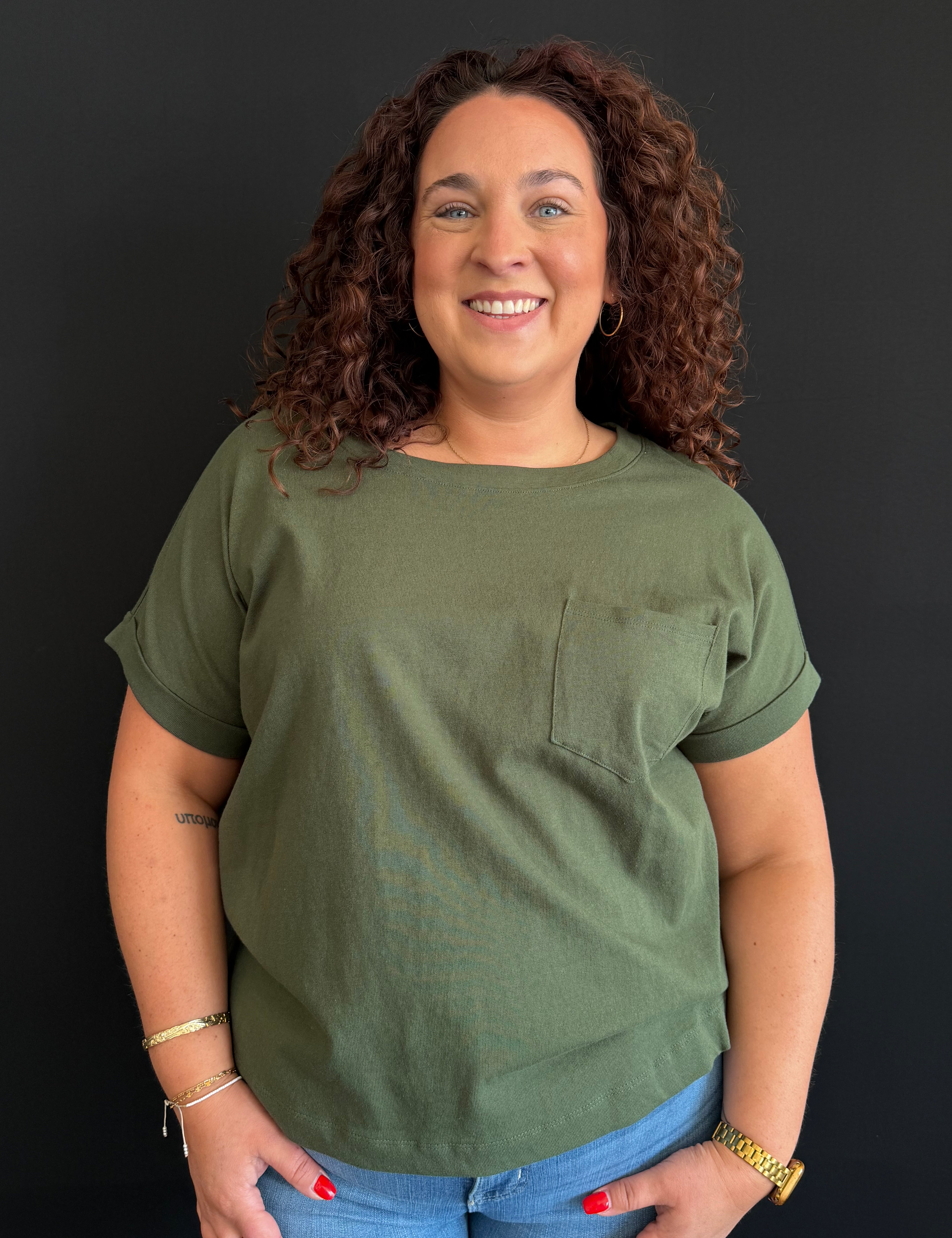 Orla Plus Cuffed Front Pocket Short Sleeve Tee