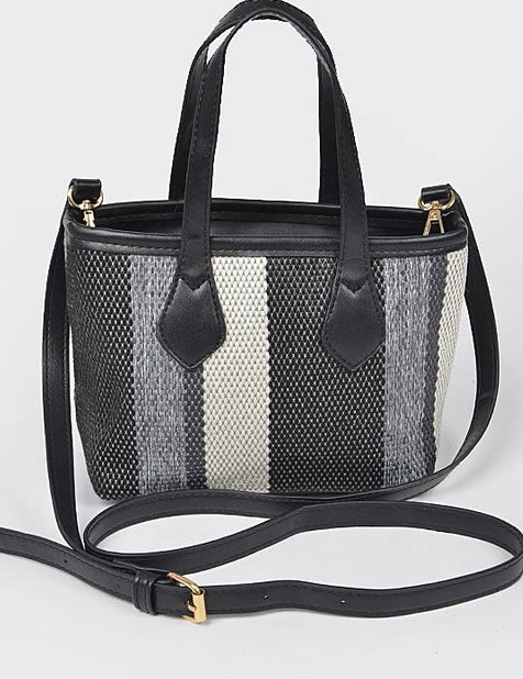 Emmette Stripe Woven Canvas Tote Bag