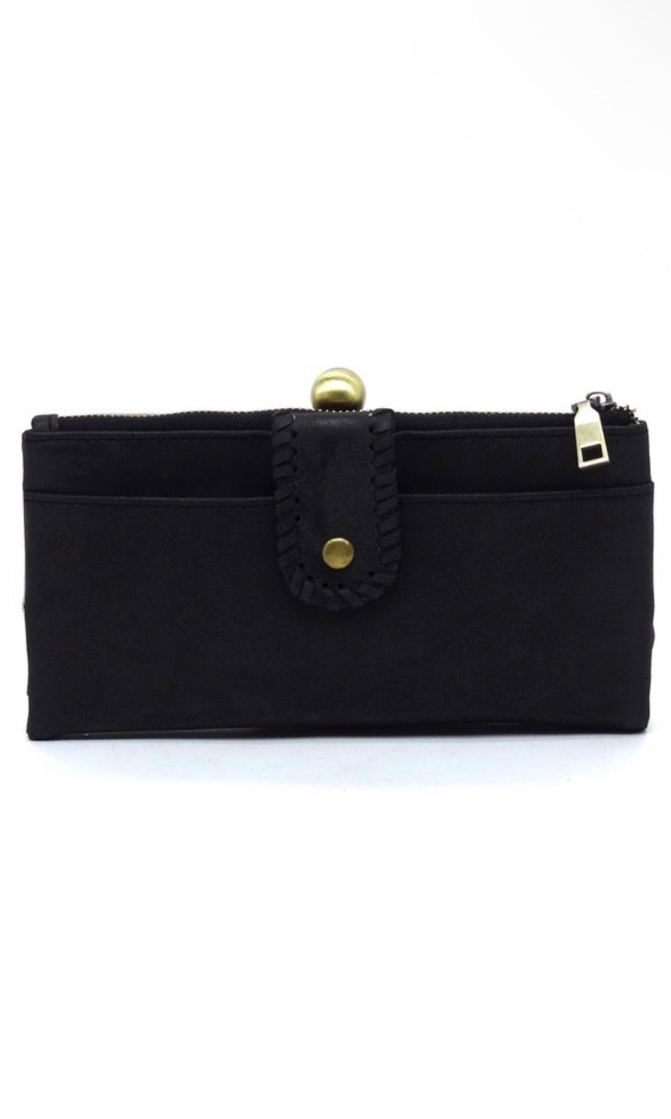Eden Black Kiss Lock Crossbody Clutch Cell Phone Wallet