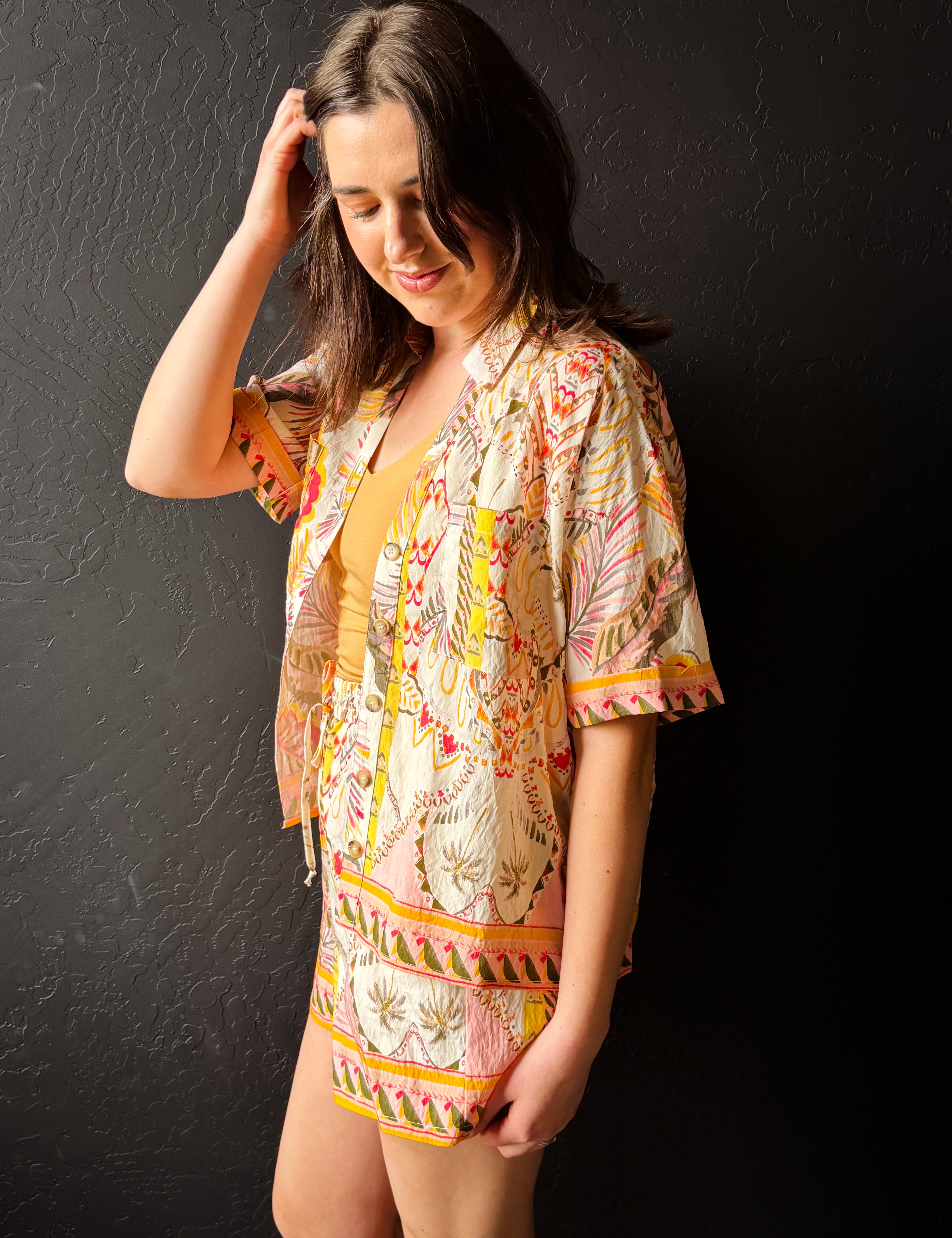 Brynlee Tropical Printed Pull On Shorts