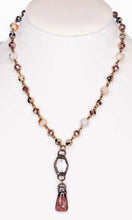 Pica Bamboo Agate Stone Crystal Pendant Beaded Short Necklace
