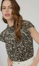 Lee Floral Lace Yoke Trim Ruffle Detail Short Sleeve Top