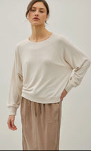 Nyla Oatmeal Soft Relaxed Fit Raglan Sleeve Basic Knit Top
