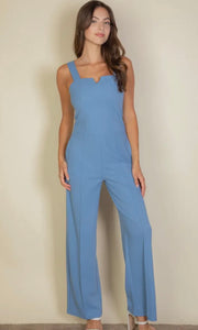 Paula Light Blue Notched Neck Cami Jumpsuit