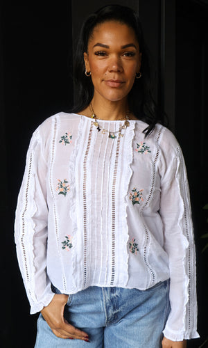 Oakley Cotton Long Sleeve Blouse Multi Embroidery