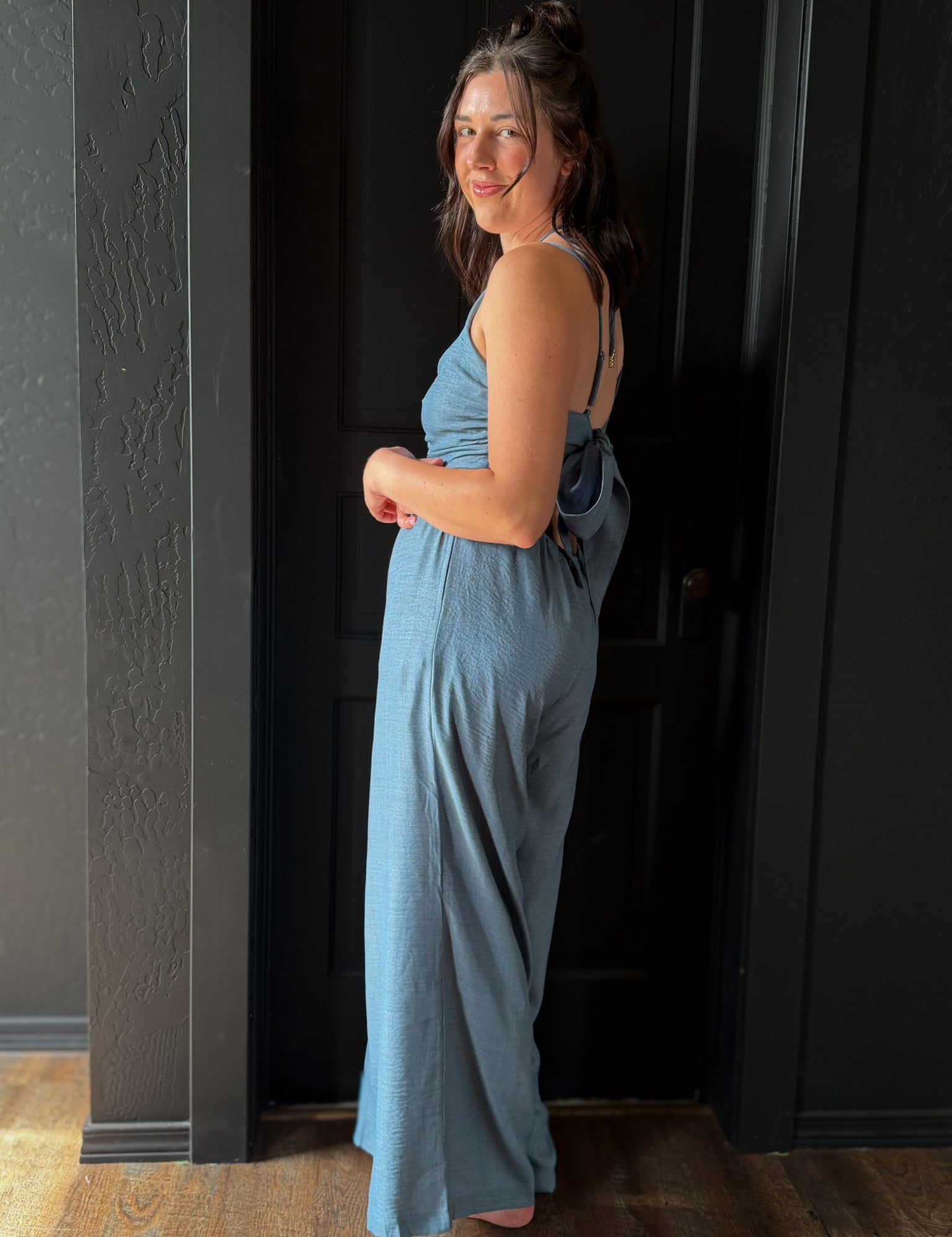 Hadlee Washed Gauze Halter Tie Jumpsuit