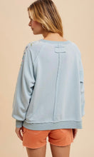 Carson Pastel Blue Embroidered French Terry Pullover