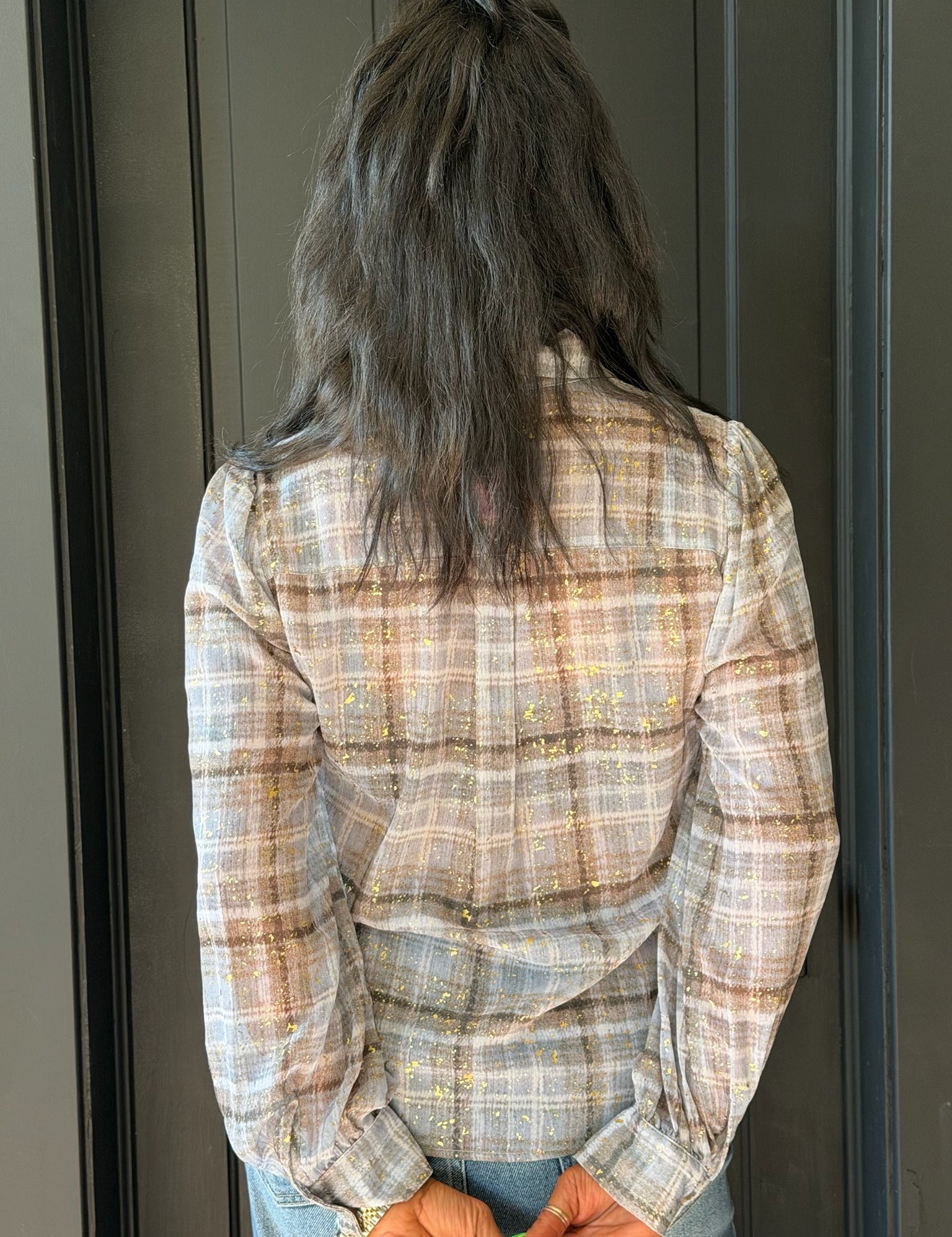 Casey Metallic Plaid Long Sleeve Shirt