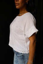 Olivia Short Sleeve Cotton Blouse With Lace and Embroidery