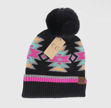 Southwestern Faux Fur Pom C.C Beanie