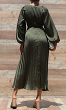 Julian Olive Smocked Top Satin Midi Dresses