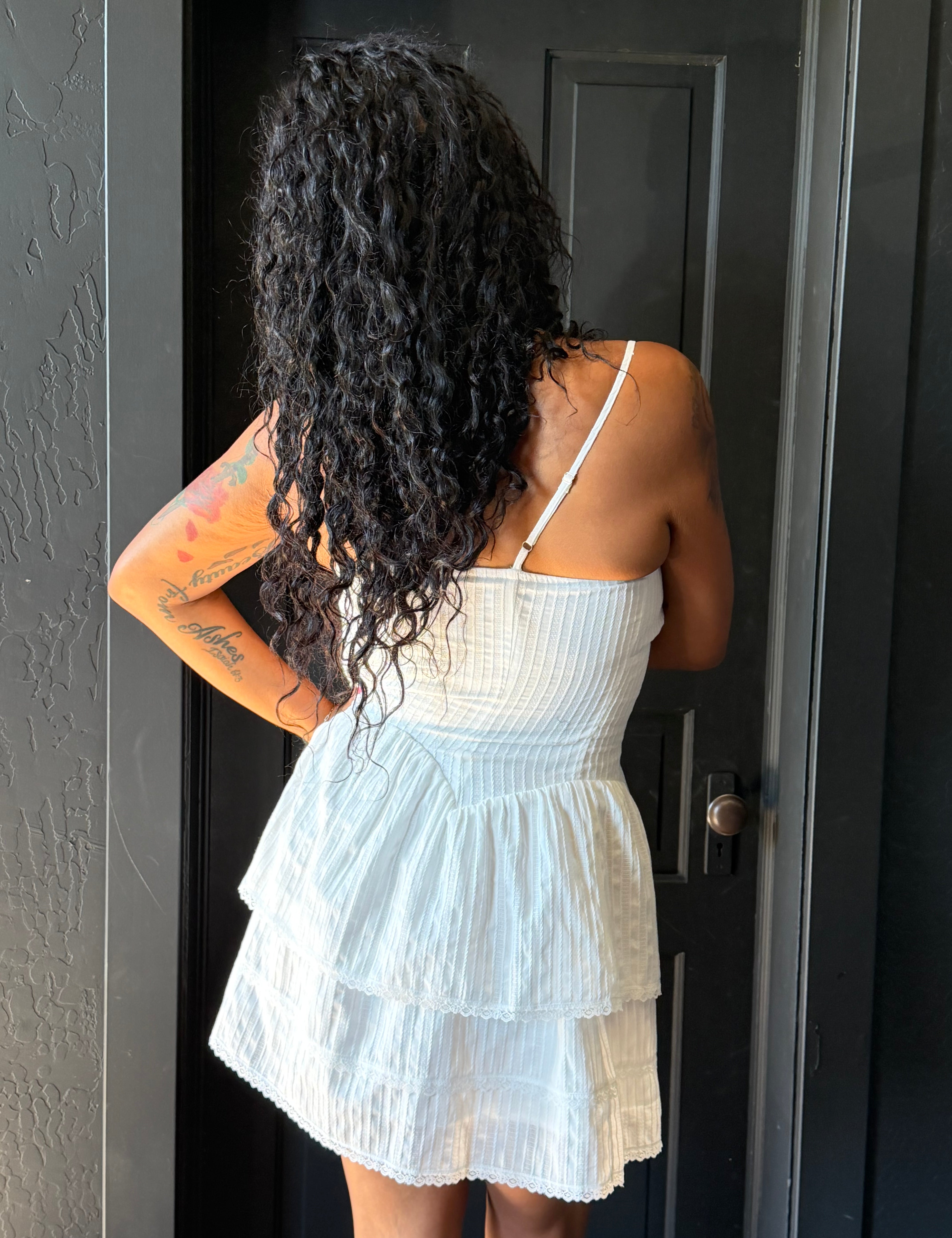 Lincoln Textured Cotton Lace Trim Mini Dress