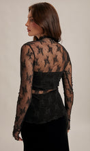 Megan Black Mock Neck Lace Long Sleeve