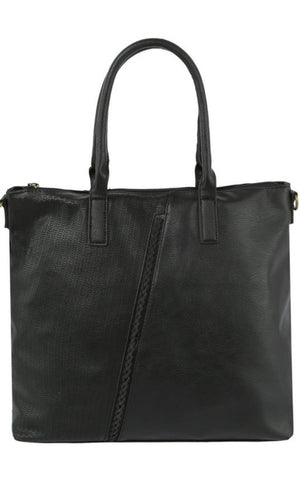 Bryant Black Vintage-Inspired Vegan Leather Satchel Bag