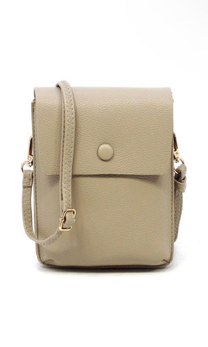 Evelyn Grey Fashion Pebble Flap Crossbody Bag Cell Phone Purse