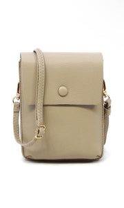 Evelyn Grey Fashion Pebble Flap Crossbody Bag Cell Phone Purse