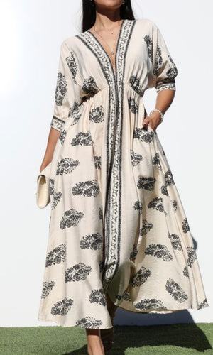 Gustaff Border Printed Woven Midi Dress