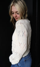 Quennel Lacey Open Knit Button Front Cardigan Sweater