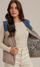 Aleena Grey Corduroy Mixed Print Vest