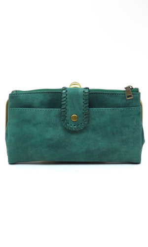 Eden Emerald Kiss Lock Crossbody Clutch Cell Phone Wallet