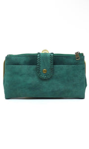 Eden Emerald Kiss Lock Crossbody Clutch Cell Phone Wallet