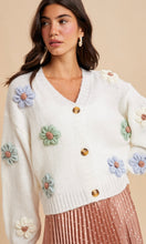 Love Creme 3D Knitted Floral Applique Cardigan