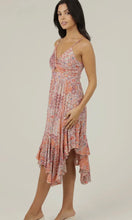 Quella V Neck Twist Front Hanky Hem Midi Dress Heart Print