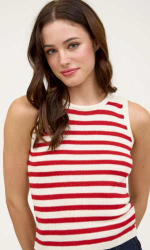 Gambi Red Stripe Sweater Cropped Tank Top