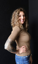 Nylah Barley Ribbed Short Sleeve Mock Neck Sweater