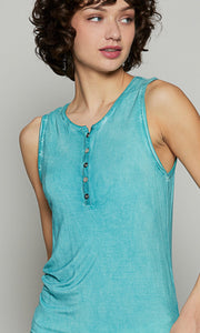 Quinny Aqua Front Button Tank Top