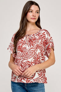 Milan Trim Detail Round Neck Peasant Blouse