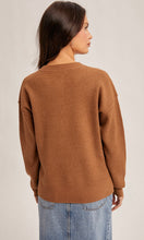 Maddy Brown Waffle Sweater Knit Top