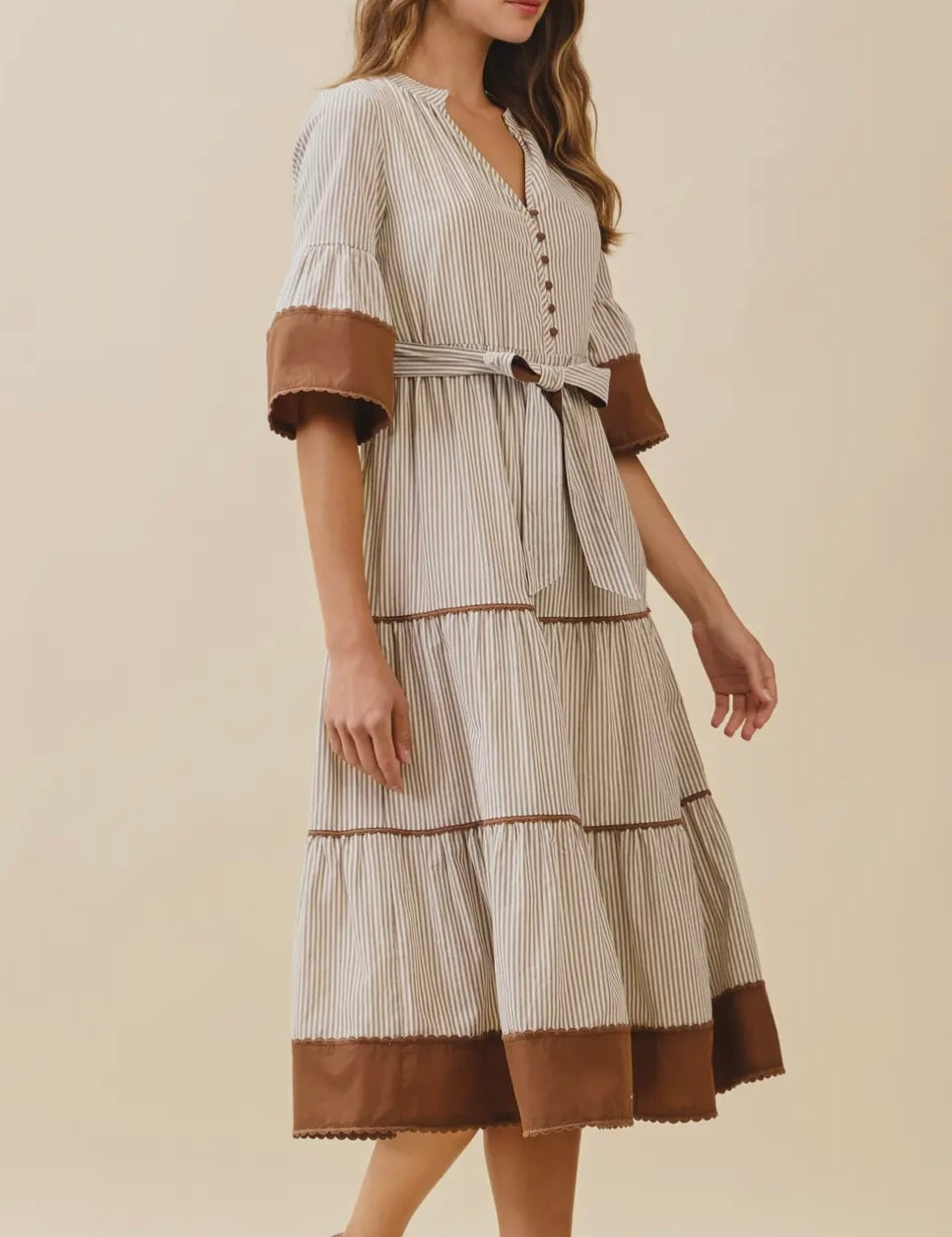 Sylvie Tired Midi Button Down Dress