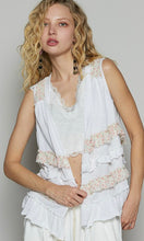 Forde Ruffle Detail Sleeveless Open Cardigan