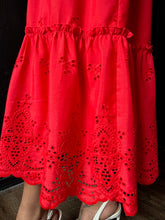 Skyla Red Puff Sleeve Midi Dress