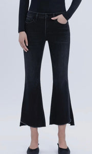 Tobias Mid Rise Raw Step Hem Crop Flare Jeans