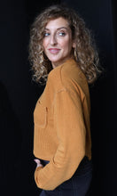 Nova Burnt Ochre Crewneck Long Sleeve Ribbed Knit Top