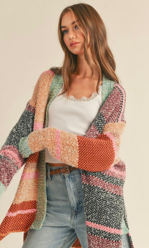 Katie Over Sized Color Block Cardigan