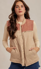 Aleena Taupe Corduroy Mixed Print Vest