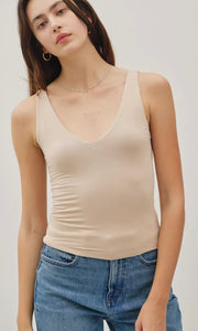 Brooke Basic Light Taupe V Neck Tank